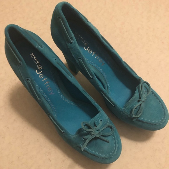 Sperry Jeffrey Turquoise Suede Pump Size 8.5 - Picture 3 of 7
